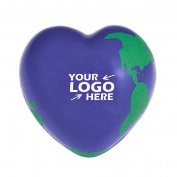 PU Earth Heart Design Squeeze Ball